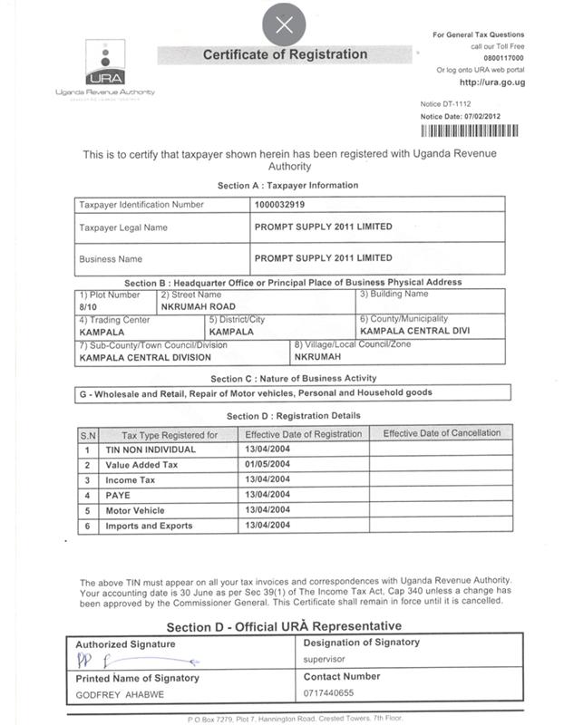 Certificate of Registration